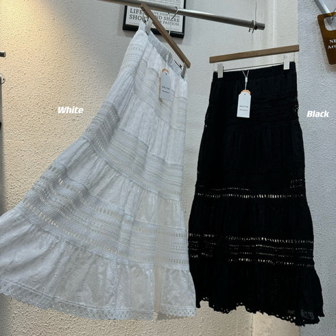 Women Lacey Patch Work Embroidered Mid Length Skirts